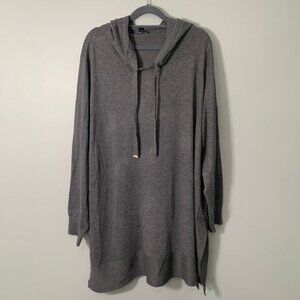 NEW Cyrus dark gray hooded long sleeve tunic pullover sweatshirt